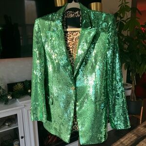 Philipp Plein sequin-embellished blazer green sequin embellishment peak lapels
